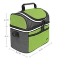 thumbnail image 6 of Tirrinia Insulated Lunch Box for Men Women, Leakproof Thermal Bento Lunch Bag Cooler Tote, Dual Compartment with Shoulder Strap, 10.3" x 7.5" x 8.6", Black & Green, 6 of 7