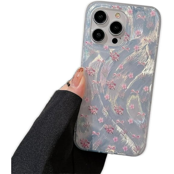 Flower Print Water Flow Laser Soft Case for iPhone (Small Flower,iPhone 12)