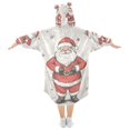 thumbnail image 2 of FORMRS Wearable Blanket Hoodie with Sleeves for Kids Cozy Flannel Sweatshirt, Beige Christmas Santa, 2 of 7