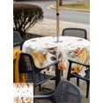thumbnail image 4 of Outdoor Tablecloth with Umbrella Hole and Zipper, Fall Grey Orange Square Table Cloth 60x60 Inch Waterproof Tablecloth, Thanksgiving Pumpkins Vintage Maple Leaf Picnic Table Cover for Patio Camping, 4 of 7