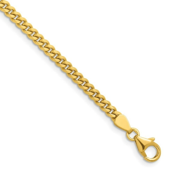 Auriga Fine Jewelry 18K Yellow Gold Polished 3.4 mm Solid Curb Chain Necklace for Women 18K"
