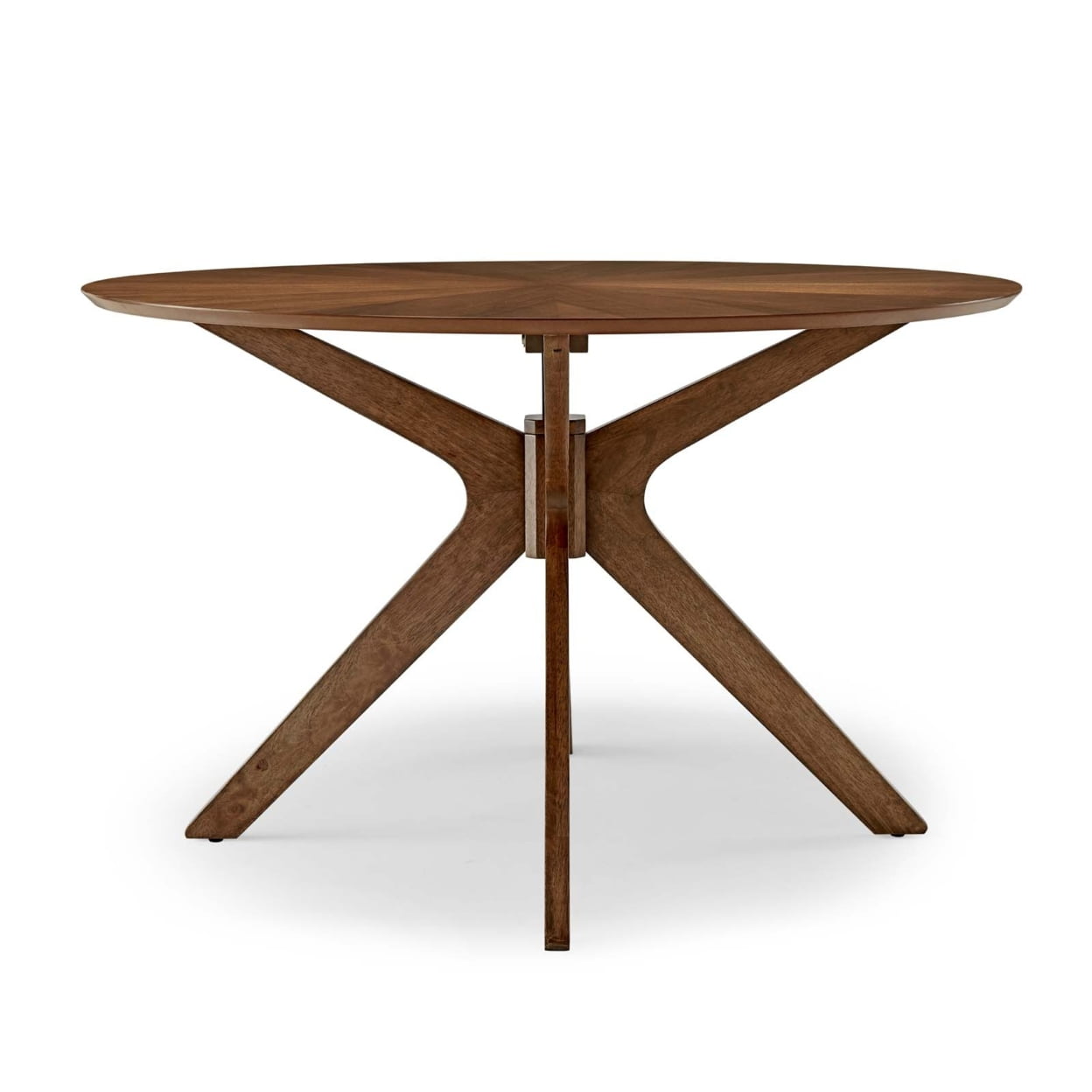 Modway Crossroads 47" Round Modern Wood Dining Table in Walnut