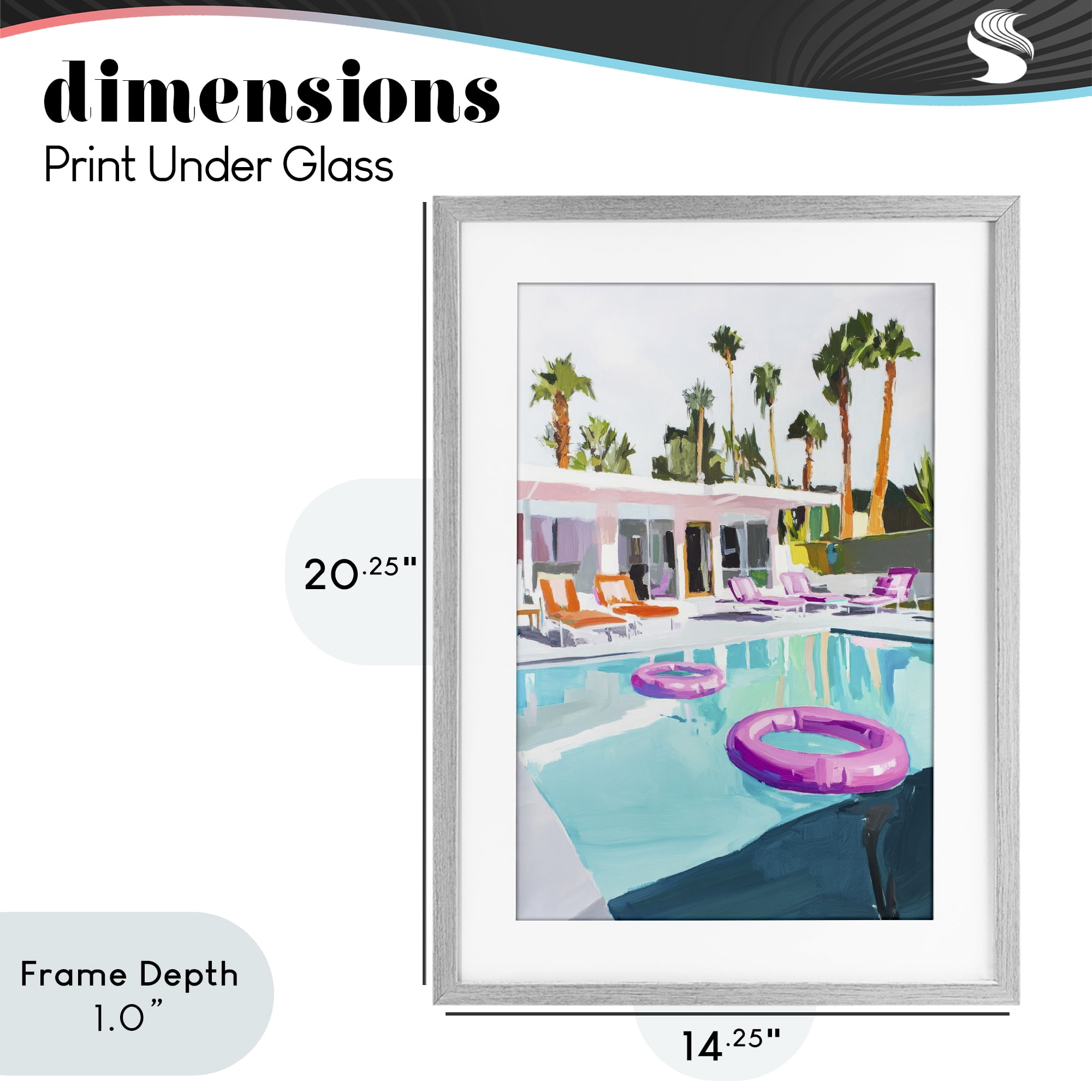 Stupell Industries Palm Springs Poolside Impression Gray Framed Print Under Glass, design by Sisi and Seb