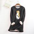 thumbnail image 3 of Mujer Vintage Loungewear Manga larga Lindo Gato Estampado Otoño Fleece SweatershirtTop Fridja  nbo713, 3 of 3