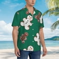 thumbnail image 3 of Sikiie Gingerbread Snowman Cookies Print Men's Hawaiian Shirt, Summer Beach Button Pocket Short Sleeve T-Shirt,Large, 3 of 7