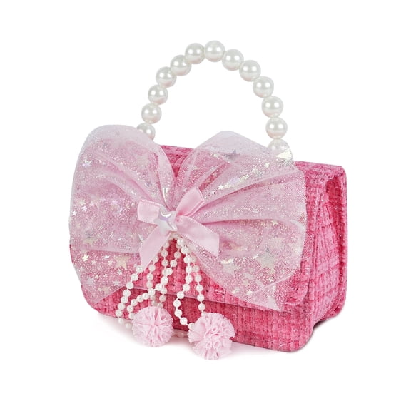 URSOFINE Bow & Pearl Mini Handbag - Crossbody Purse with Detachable Chain for Parties & Daily Use