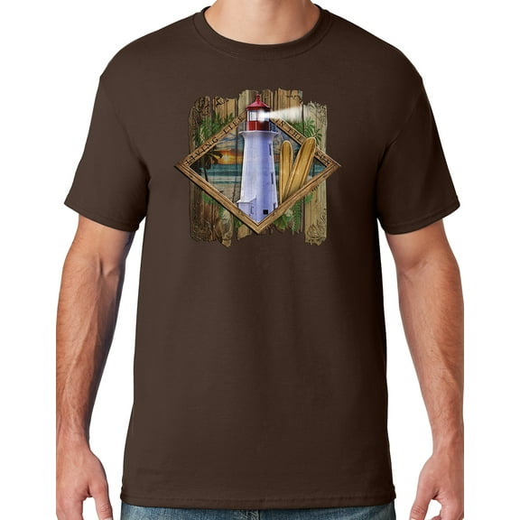 Mens Manu Bay Surf Company SURF LIGHTHOUSE T-shirt, 3XL Chocolate Brown