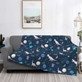 thumbnail image 2 of Yiaed Space Dinosaur Print Blanket Throw Blanket Soft Cozy Flannel Blanket for Home Bed Sofa Couch Chair-50"x40", 2 of 6