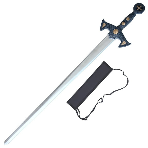 Armory Replicas Knights Templar Foam Sword with Carrying Case – Vow of Poverty Costume Set with Templar Symbols