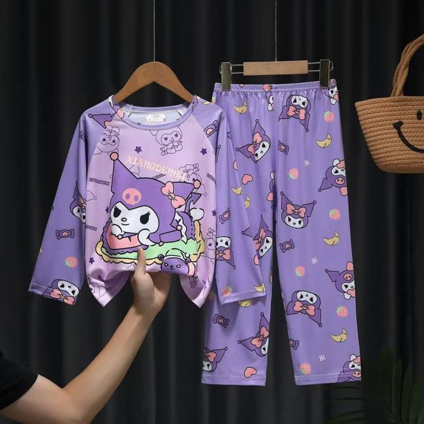 Conjunto de ropa de dormir para niños con dibujos animados bonitos, pantalones largos de manga larga, ropa para el hogar para niña, conjunto de dos piezas para uso estacional para primavera y otoño