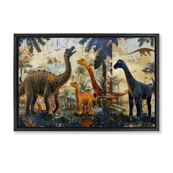 Stupell Industries Cottage Jurassic Journey in Nature Black Floating Frame Canvas Art, 25 x 17, by Lazar Studio