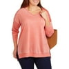 French Laundry Women's Plus Distressed Hi-Low Sweatshirt