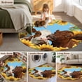 thumbnail image 5 of Round Area Rug 4 Ft, Sunflower Cows Washable Non-Slip Circle Carpet for Living Room/Bedroom, Yellow Floral Watercolor Botanical Summer Low-Profile Crawling Mats Collection Rugs for Indoor, 5 of 8
