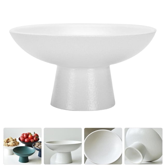 Cuenco de cerámica con base, frutero vintage, expositor de postres, bandeja para servir frutas, para encimera de cocina, centro de mesa, decoración, color blanco