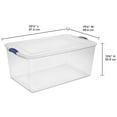 thumbnail image 4 of Sterilite 99 Liter Latch Box, Clear Plastic Storage Bin with Lid, Blue Latch, 4 of 6