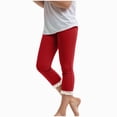 thumbnail image 2 of Girls Capri Leggings Stretchy Cropped Yoga Pants Elastic High Waisted Kids Lightweight Athletic Tights 5-6 Years,Wine NIEWTR, 2 of 5
