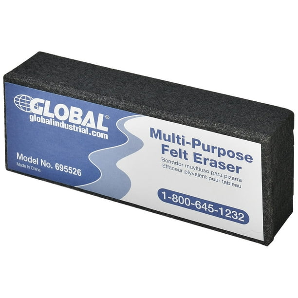 Dry Erase Felt Eraser, 5"L x 2"W x 1"H, Black