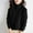 Black, variant on Womens Solid Color Shoulder High Neck Thick Loose Top High Neck Sweater