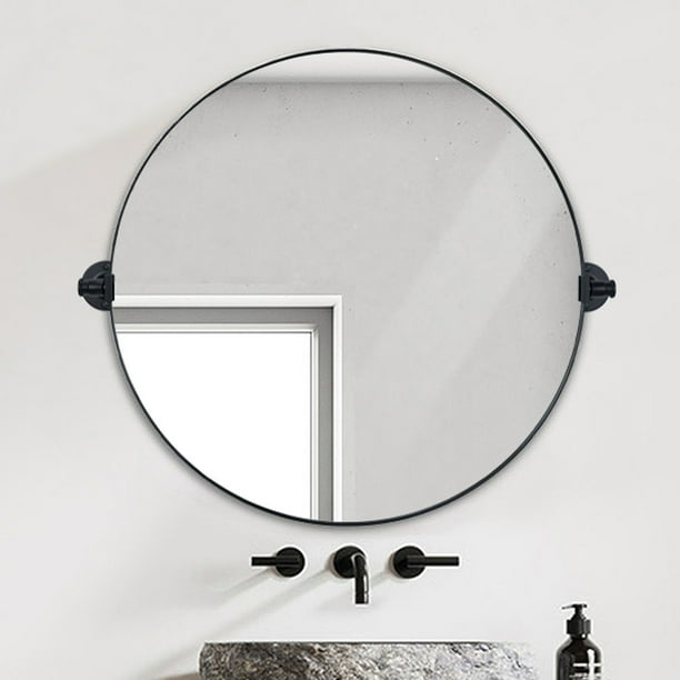 Bathroom Vanity Mirror 24" Stainless Steel Metal Framed Black Circle