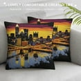 thumbnail image 3 of Heduofu Pittsburgh Downtown Skyline in Black and Yellow Throw Pillow White, 3 of 5