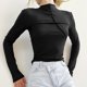 thumbnail image 2 of Camisetas de cuello alto de manga larga de color sólido para mujer Pompotops gfhjh21107, 2 of 9