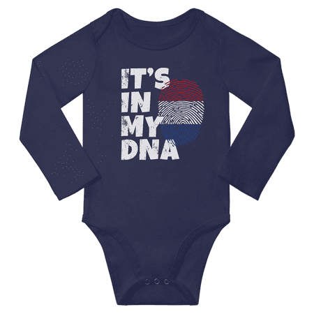 

It s In My DUTCH DNA Baby Long Sleeve Bodysuit Outfits (Navy 12 Months)