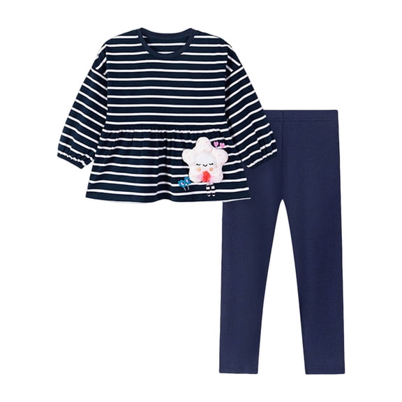 vigerkar Toddler Girl Outfits Clothing Sets Cotton Sweatshirts Leggings Pants Clothing Sets 2pc (Dark Blue, 4-5 Years)