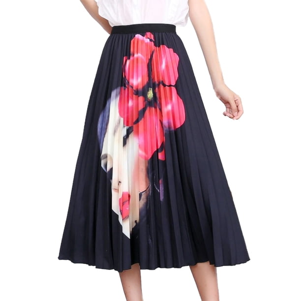 Gibobby faldas para mujer invierno Longitud A-line Falda plisada para mujer Falda plisada con cintura estampada Falda Falda medio elástica(Multicolor, Talla única)