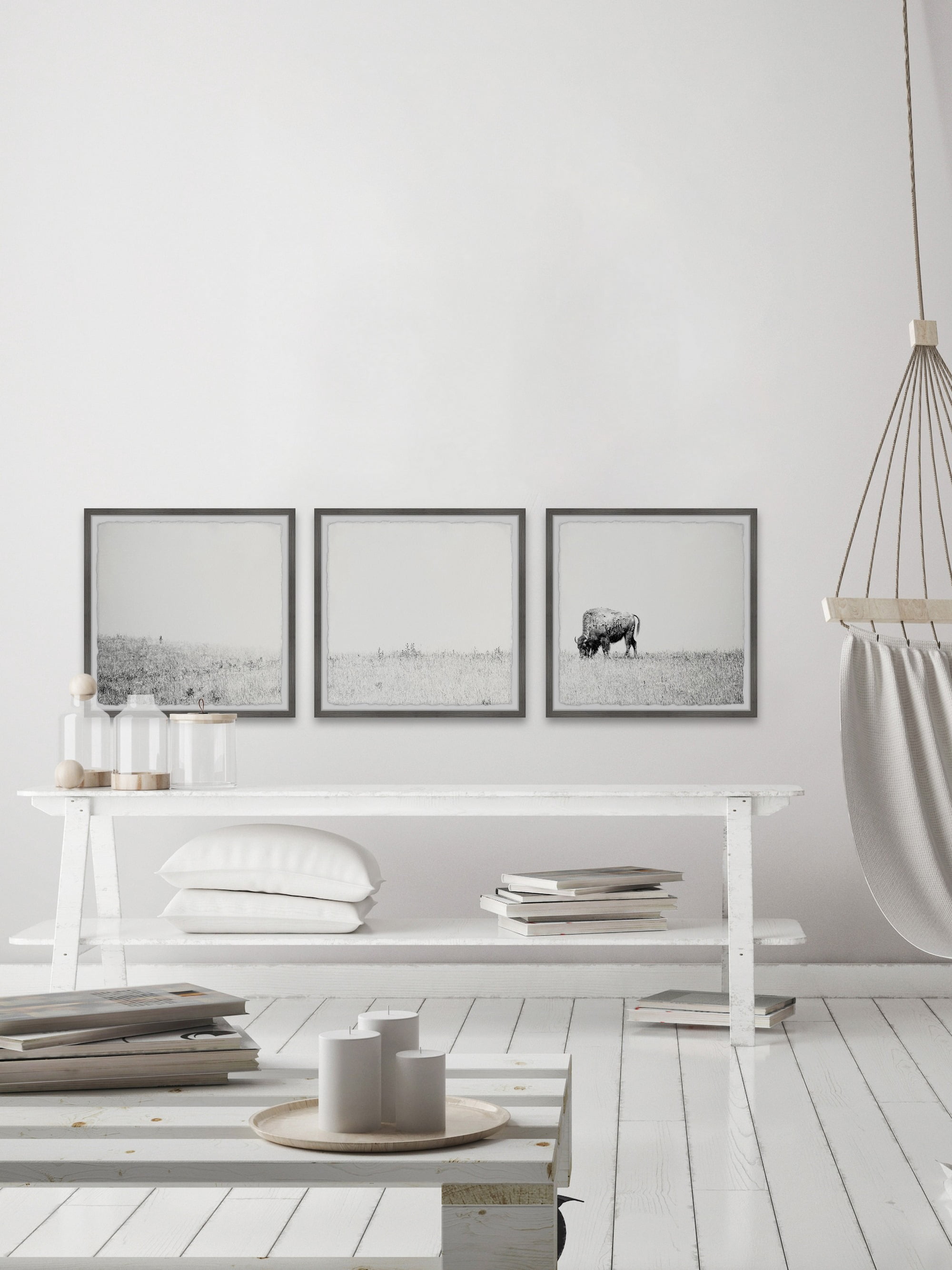 Marmont Hill Distant Grazing II Triptych, 32" x 96"