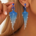 thumbnail image 5 of Sunyuer Rhinestone Earrings for women,Long Earrings Dangle Dangling Bling Earring Crystal Rhinestone Statement Drop Tassels rhombus Earrings for Prom Fashion Jewelry, 5 of 7