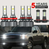 For GMC Sierra 2500 2007-2012 2013 LED Headlight High&Low Beam Fog Light Bulbs Kit 6500K White 6Pcs