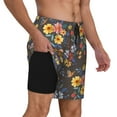 thumbnail image 3 of Picia Colorful Flowers with Butterfly pattern Mens Swim Trunks with Compression Liner Stretch Beach Shorts Quick Dry with Zipper Pockets No-Chafing Board Shorts-Medium, 3 of 9