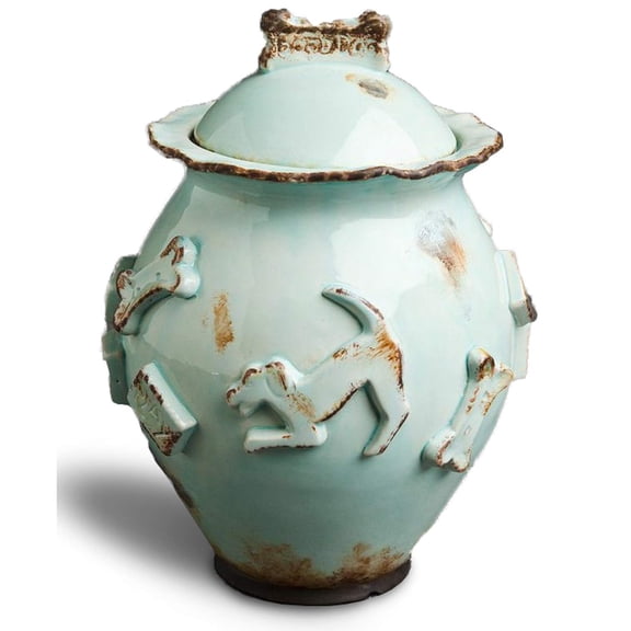 Carmel Ceramica Dog Treat Jar Baby Blue