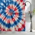 thumbnail image 2 of Blue Red American Flag Shower Curtain Set, Waterproof Shower Curtains for Bathroom, Abstract Art USA Tie-dye Washable Fabric Cloth Bath Curtain for Bathtub Decoration with Hooks 66x72 Inches, 2 of 9