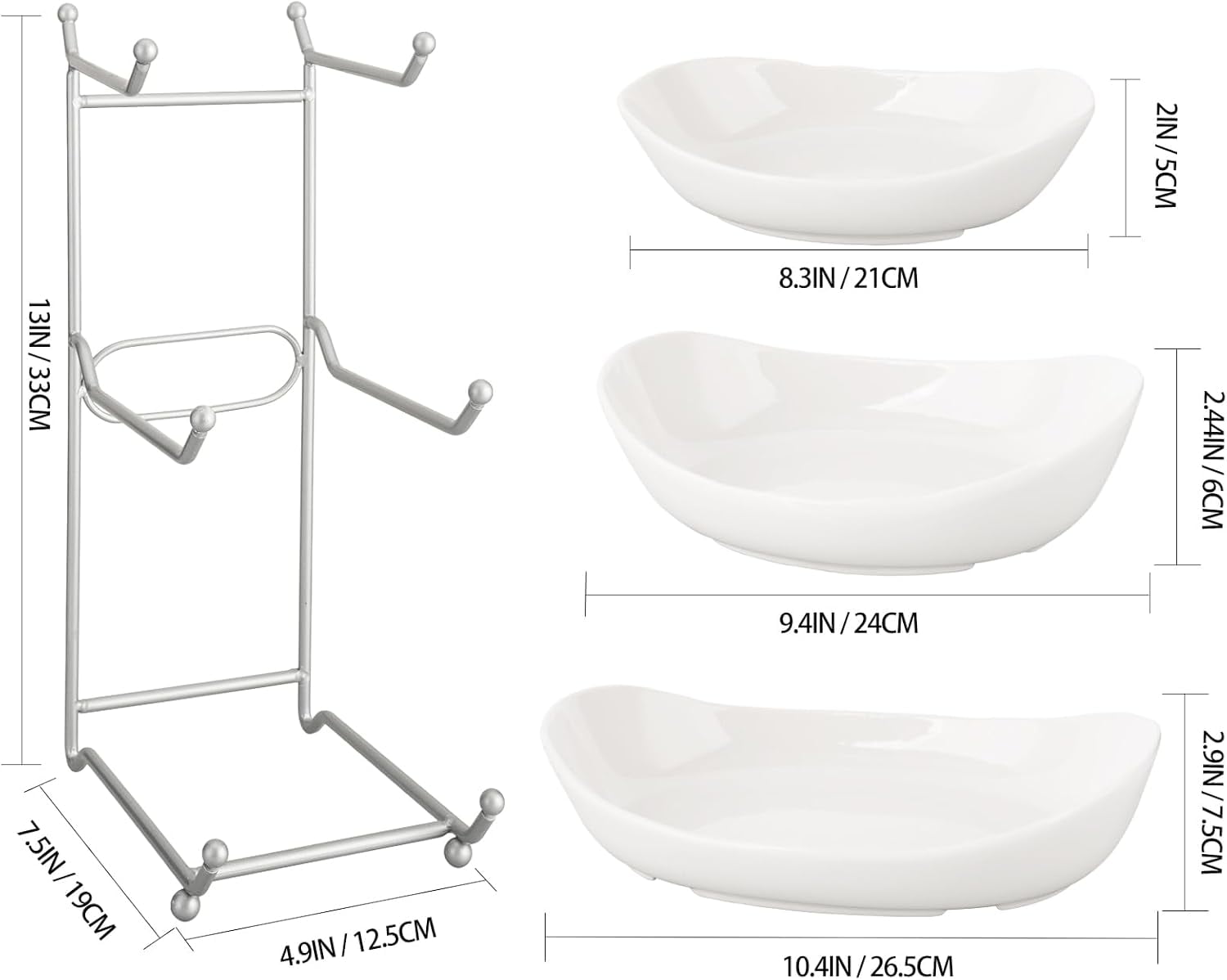 Fruit Bowl for Kitchen Counter, 3 Tier Ceramic Fruit Bowl, Tiered Fruit Basket for Countertop, Modern Multi Layer Fruit Display Stand for Party