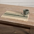thumbnail image 5 of VHC Brands Farmhouse Holiday Tabletop & Kitchen - Vintage Burlap Stripe White Placemat Set of 6, 12 x 18 Oval, Green, 5 of 5