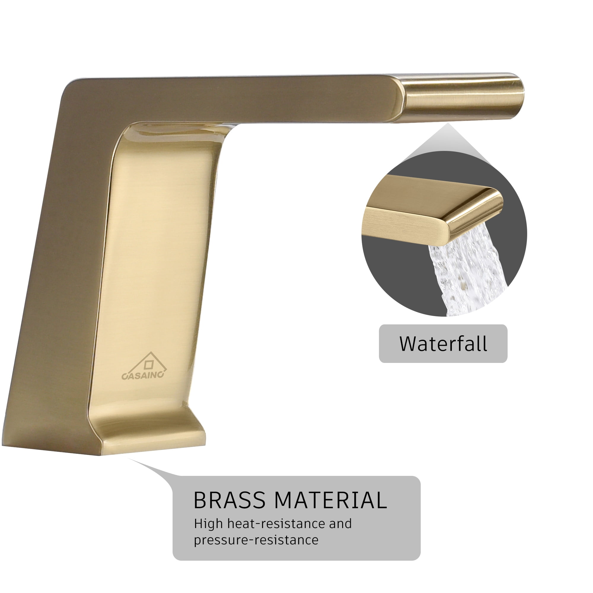 Boyel Living 5-Hole Deck Mounted Bathtub Faucet Bathroom Roman Tub Faucet with Hand-Held Shower Sprayer Brushed Gold