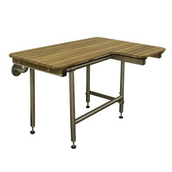 Teakworks4U ADA Compliant Left Hand Wall Mount Bench with Legs-Finish:Burmese Teak