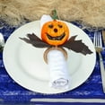 thumbnail image 4 of 6PC Thanksgiving Napkin Rings Set - Fall Halloween Table Decor with Pumpkin & Leaf Design, Autumn Napkin Holders for Thanksgiving Dinner & Harvest Gatherings, 4 of 5