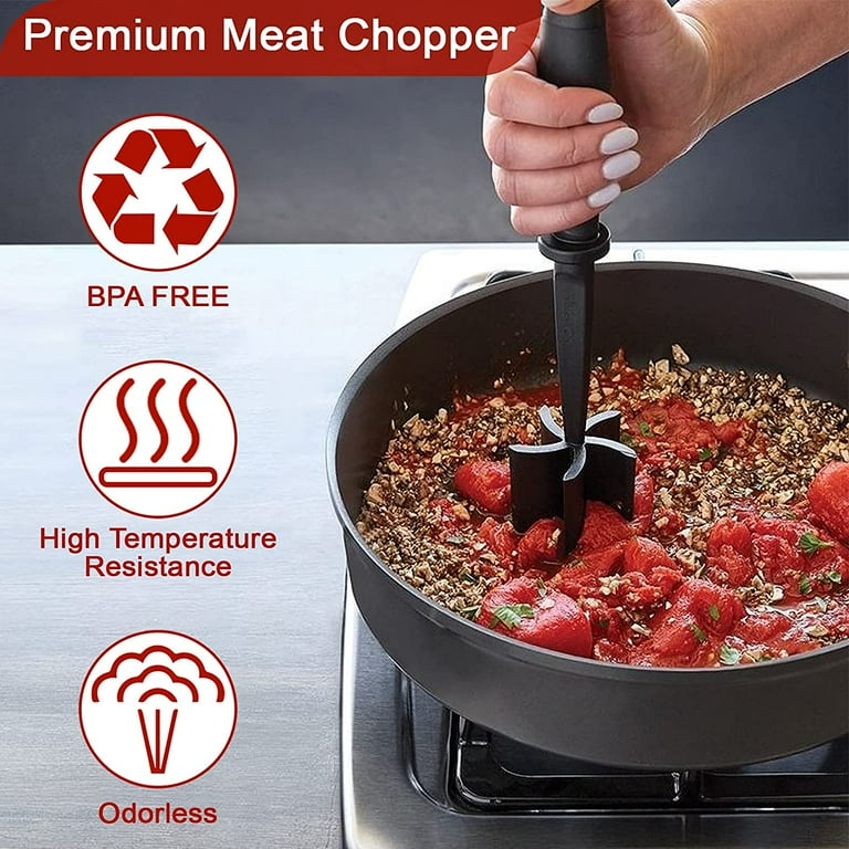 2Pack Meat Chopper, Heat Resistant Meat Masher for Hamburger Meat, Ground  Beef Smasher, Nylon Hamburger Chopper Utensil, Meat Ground, Non Stick Mix
