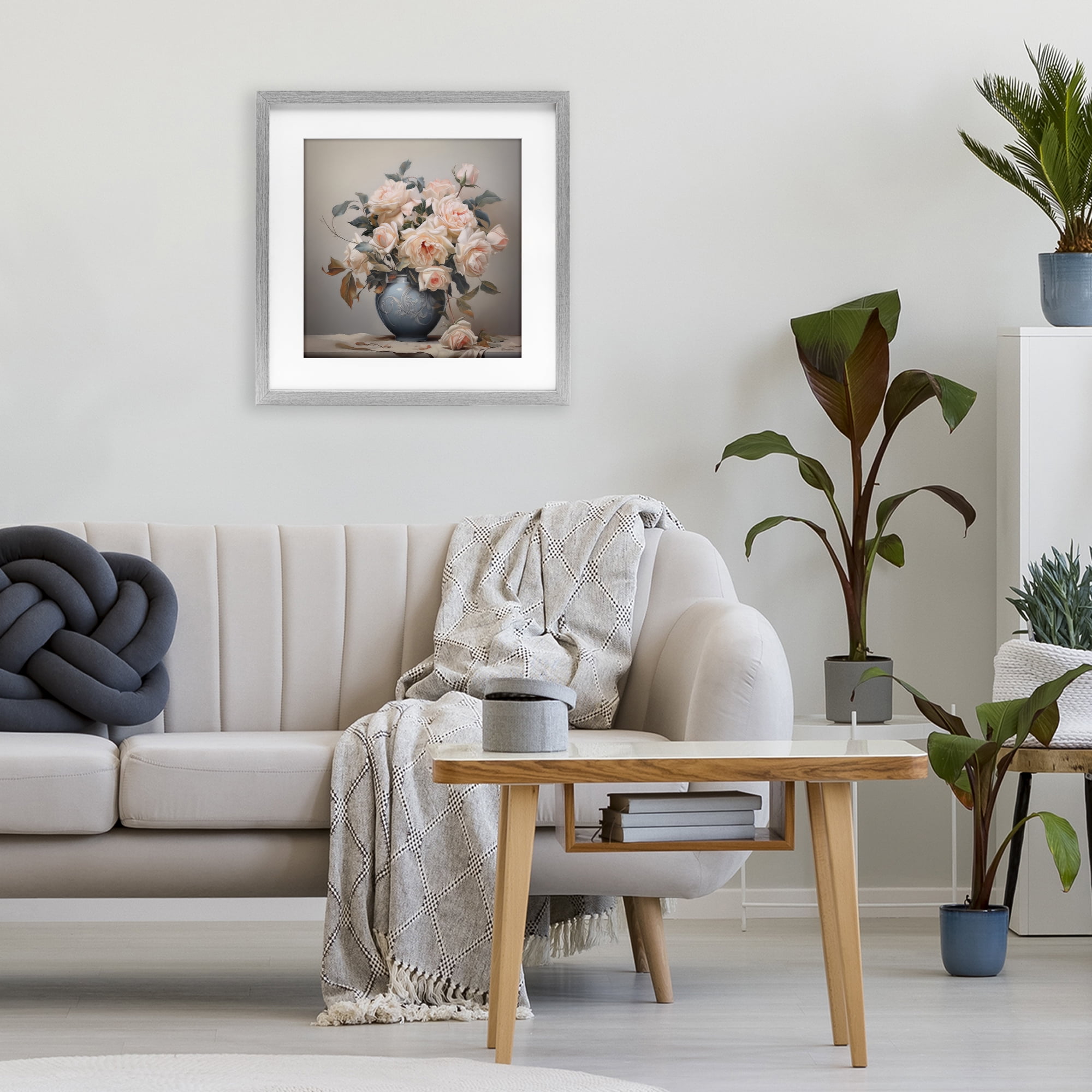 Stupell Industries Rose Paragon Vase Gray Framed Print Under Glass, design by Steve Hunziker