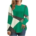 thumbnail image 1 of FAIWAD Women's Long Sleeve Tunic Tops Round Neck Color Block Plus Size Comfy Pullover Tops, 1 of 5
