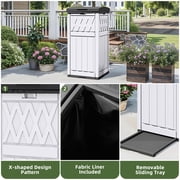 Uforic 31 Gallon Large Outdoor Trash Bin, Waterproof Resin Garbage Can with Lid & Drip Tray, Waste Container,for Porch, Backyard, White