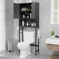 thumbnail image 2 of Costway Over The Toilet Storage Cabinet Free Standing Toilet Rack with Adjustable Shelf Black, 2 of 10