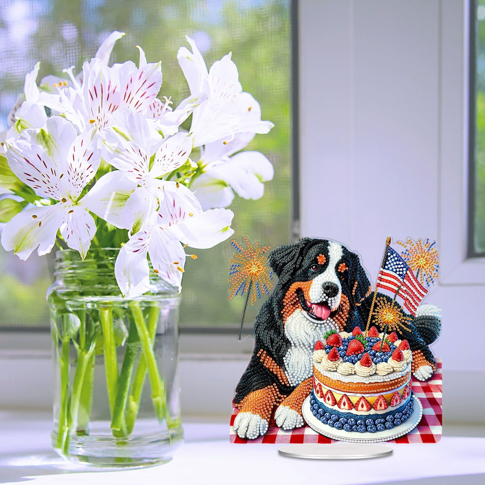 FLOPESN DIY Diamond Art Painting American Independence Day Creative，9.84*9.84in Animal Design,Add Festive Atmosphere Home Desktop Decorations
