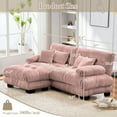 thumbnail image 5 of FFH Loveseat with Ottoman, 94.4" Oversized Cloud Sofa, L-Shaped Sectional Couch for Living Room (Chenille Pink, 2 Seater with 1 Ottoman), 5 of 11