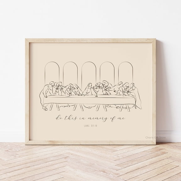 The Last Supper Line Art Print: Christian Minimalist Wall Decor UNFRAMED PAPER POSTER, Home Decor, Vintage Gift, Living Room Dercor
