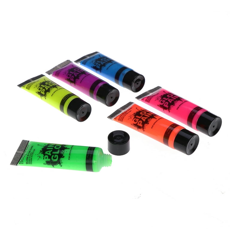 Midnight Glo UV Face & Body Paint Set - Fluorescent Face Paints -  Blacklight Reactive - Safe, Washable, Non-Toxic (6 Bottles 0.75 oz. Each)  0.75 Fl Oz (Pack of 6)