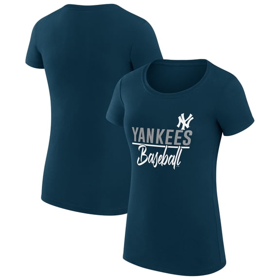 Women's G-III 4Her by Carl Banks Navy New York Yankees Team Graphic Fitted T-Shirt