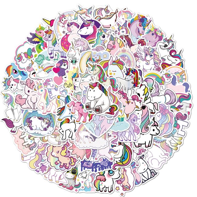Pegatinas, 100PCS Pegatinas Impermeables, Lindas Pegatinas Estéticas de Unicornio, Computadora Portátil, Botella de Agua, Teléfono, Pegatinas para Patineta JM MX-0134538FYD